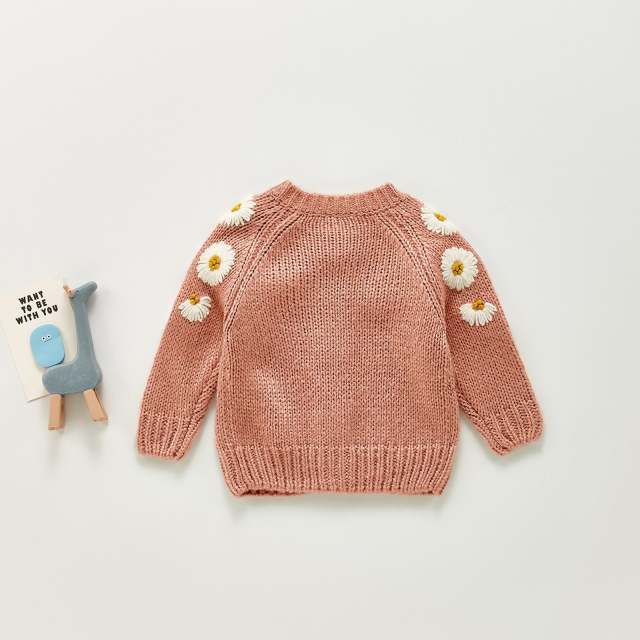 Flowers Knit Jacket Clothes For Baby Girls Boys Autumn Winter Long Sleeve Coat