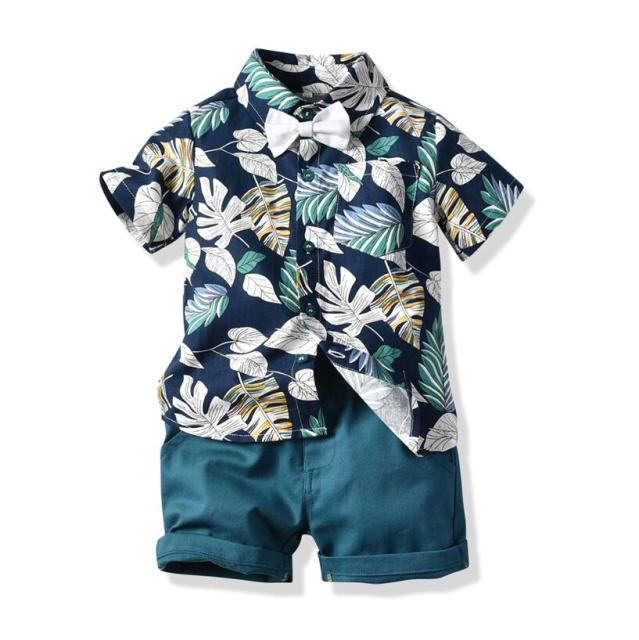 Hawai Boy Clothing Set Summer Fashion Floral  Casual 2Pcs Suit