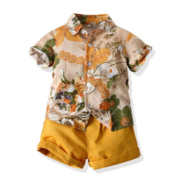 Hawai Boy Clothing Set Summer Fashion Floral  Casual 2Pcs Suit