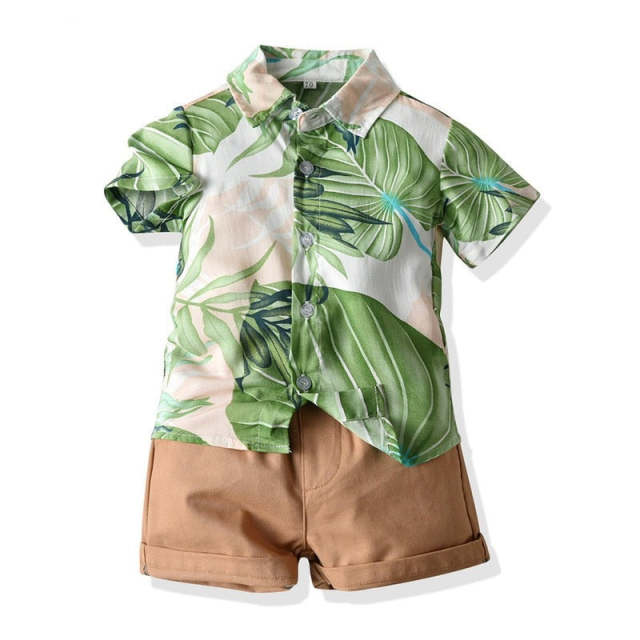 Hawai Boy Clothing Set Summer Fashion Floral  Casual 2Pcs Suit