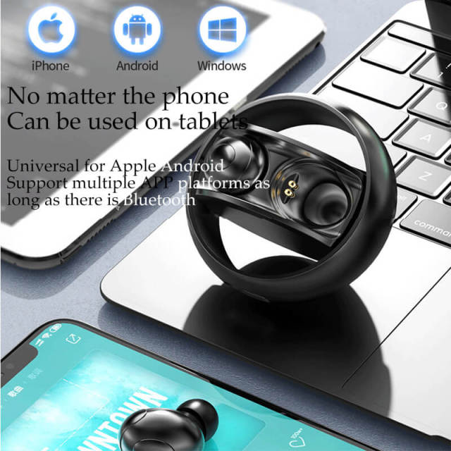 Bluetooth 5.0 Earphones with Microphone Touch Control Wireless Headphones TWS In-ear Earbuds with Rotary Charging Case