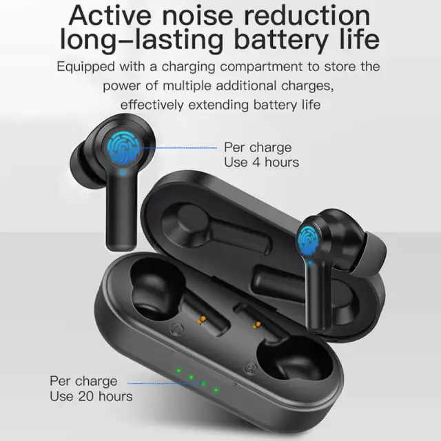 Wireless Headphones Bluetooth 5.0 Earphone Touch Control Stereo Headset with Mic Sport Waterproof TWS Earbuds