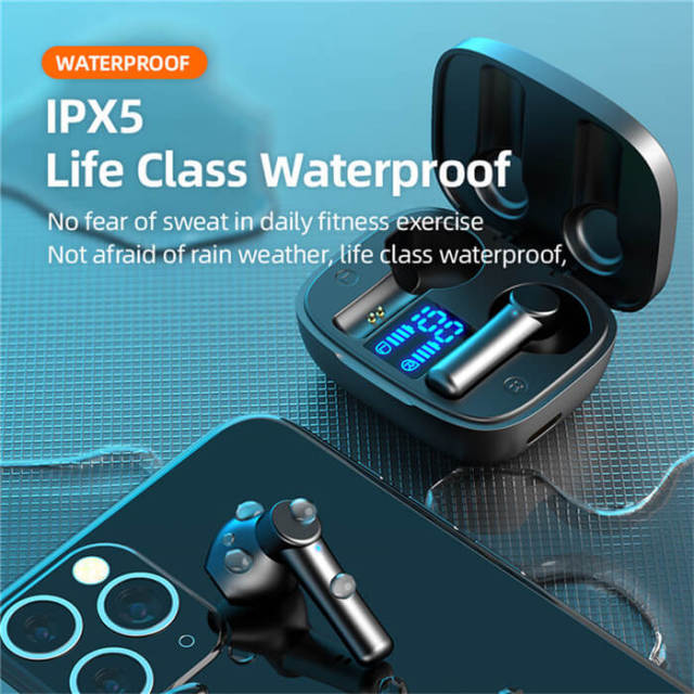 TWS Wireless Bluetooth Headphone Touch Control Bluetooth 5.0 In-Ear Headset Sports Waterproof Earphone with Mic