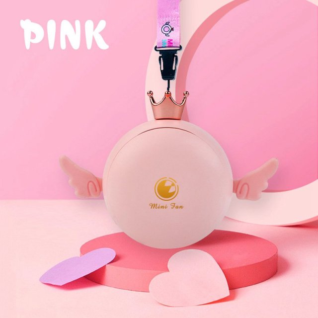 Summer Mini Fan USB Charging Fans with Makeup Mirror Portable Outdoor Cute Bladeless Neck Fan with Lanyard