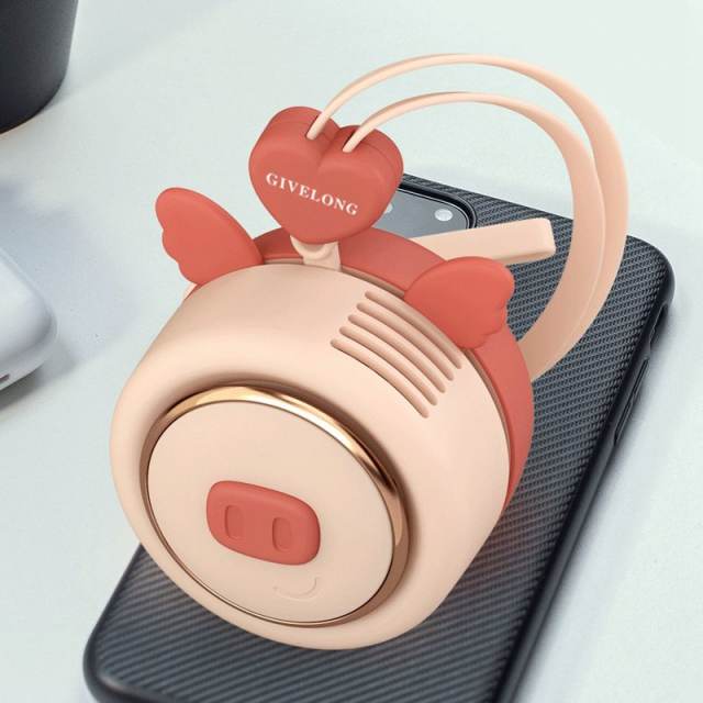 Mini Bladeless Neck Fan Portable Pet Shape Hanging Rope USB Charging Fans Hands Free Fan