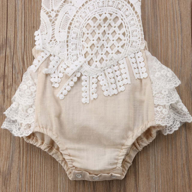 Newborn Baby Girl Lace Romper Sleeveless Jumpsuit Clothing 0-24M