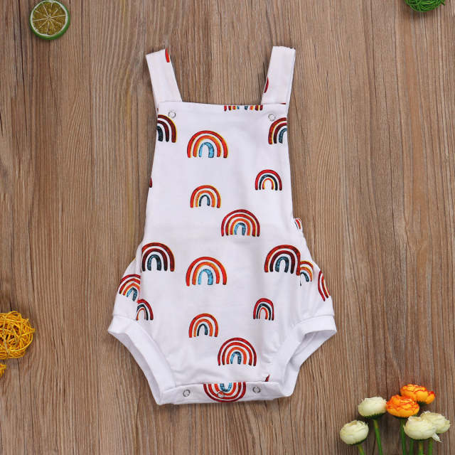 Summer Romper Toddler Baby Girl Sleeveless Rainbow Printed Jumpsuit