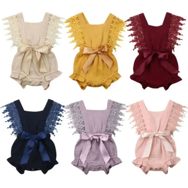 Baby Girl Romper Cotton Linen Bowknot Sleeveless Romper Summer Clothes