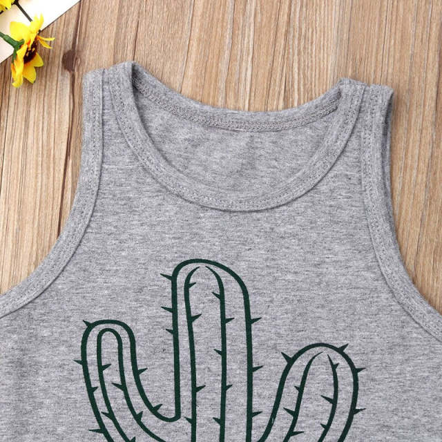 Baby Boy Summer Short Sleeve Set Cactus Print Toddler Casual Clothes