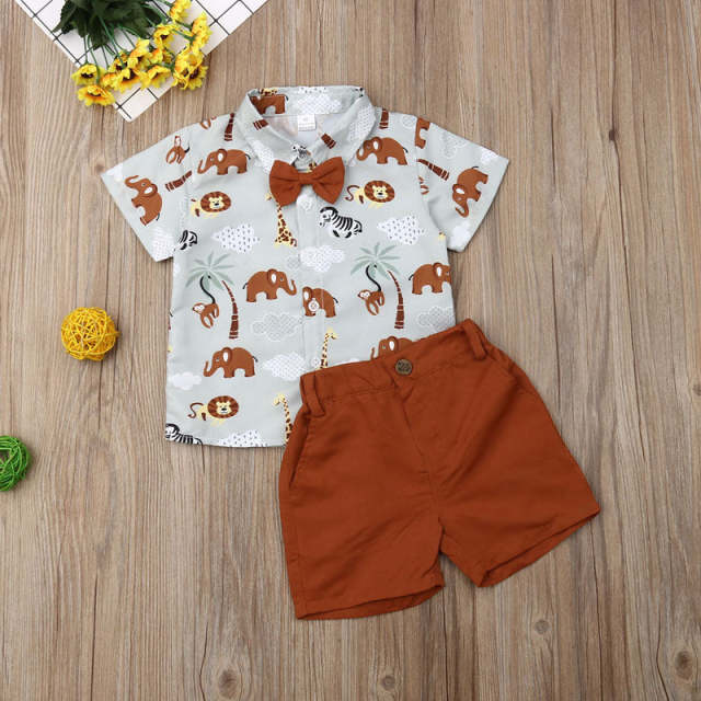 Toddler Baby Kids Boy 1-6T Summer Clothing 2PCS Set Shirt Tops+ Shorts