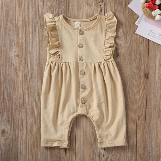 0-18M Infant Baby Girl Clothes Ruffle Romper Summer Sleeveless Jumpsuit