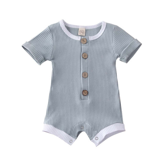 0-18M Newborn Baby Boys Girls Bodysuit Short Sleeve Cotton Summer Jumpsuit