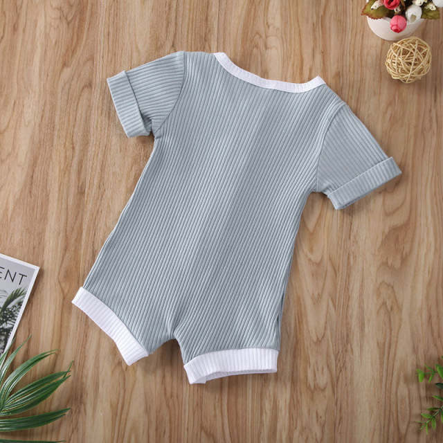 0-18M Newborn Baby Boys Girls Bodysuit Short Sleeve Cotton Summer Jumpsuit