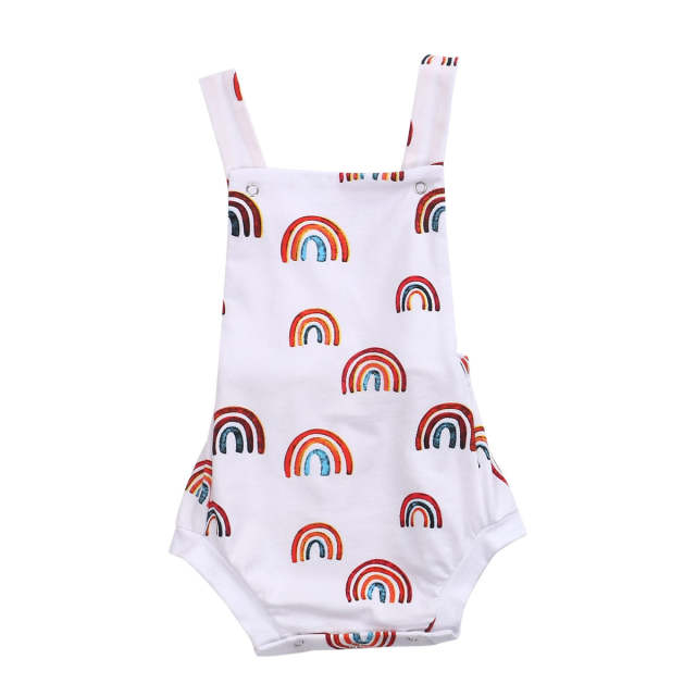 Summer Romper Toddler Baby Girl Sleeveless Rainbow Printed Jumpsuit