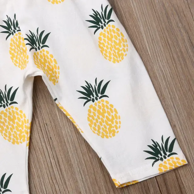 Newborn Baby Girl Pineapple Romper Sleeveless Ruffle Summer Outfit Set