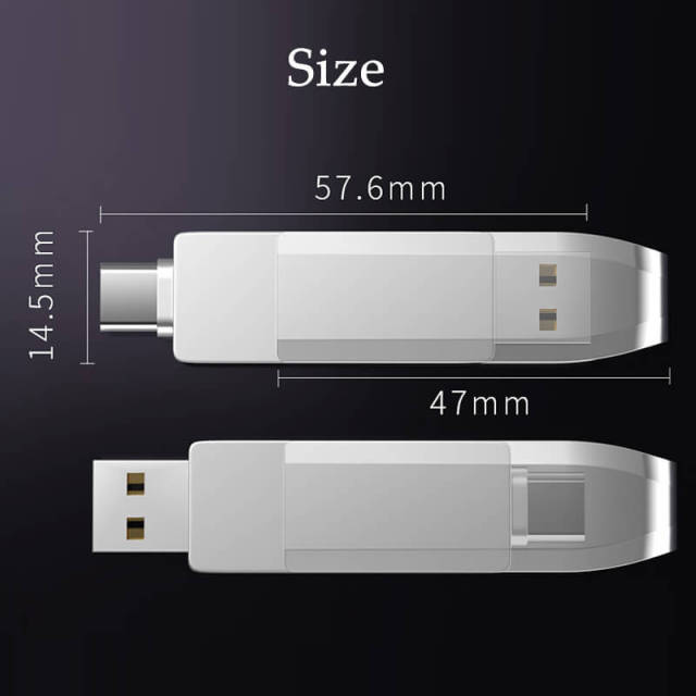 USB Type-C Flash Drive Dual USB 2.0 Thumb Drive for Android Smartphones Tablets MacBook