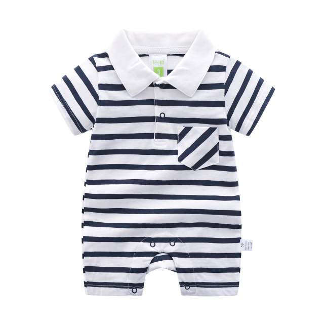 Baby Boy Summer Clothes Striped Printed Cotton Romper Jumpsuit 0-12M