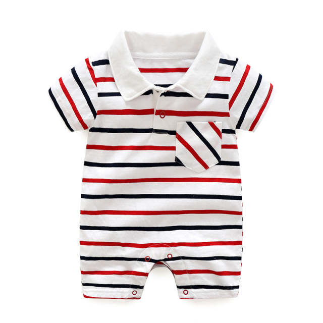 Baby Boy Summer Clothes Striped Printed Cotton Romper Jumpsuit 0-12M
