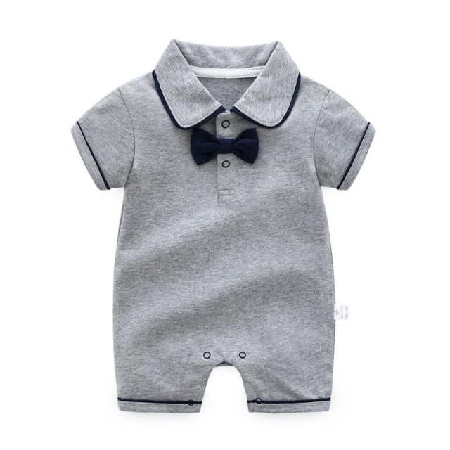 Newborns Baby Boy Summer Clothes Cotton Short Romper With Bow Tie