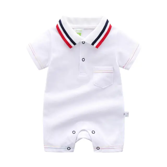 0-12 Months Baby Boy Summer Cotton Solid Color Bodysuit Romper Clothes