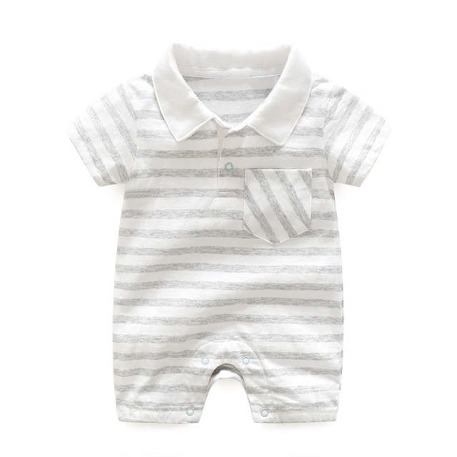 Baby Boy Summer Clothes Striped Printed Cotton Romper Jumpsuit 0-12M