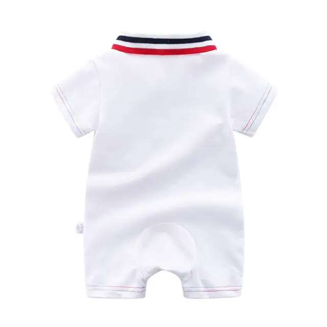 0-12 Months Baby Boy Summer Cotton Solid Color Bodysuit Romper Clothes