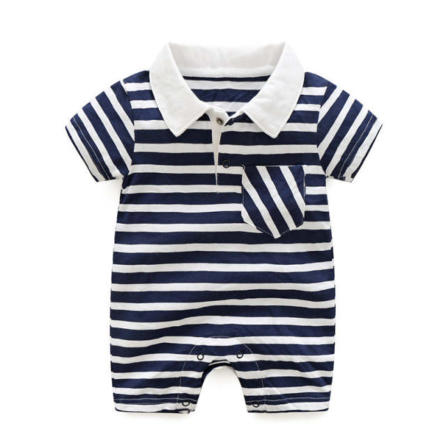 Baby Boy Summer Clothes Striped Printed Cotton Romper Jumpsuit 0-12M