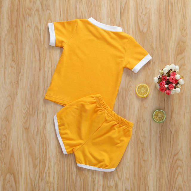 0-4Y 2pcs Summer Baby Boys Girls Clothes Sets Yellow Casual Sport Set