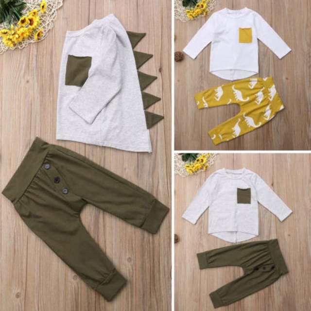 Toddler Kids Baby Boy Casual Long Sleeve T-shirt Pants 2PCS Set