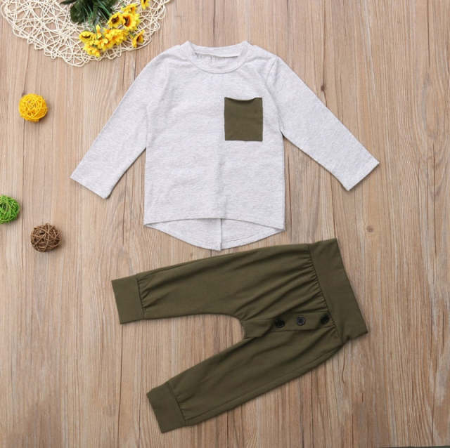 Toddler Kids Baby Boy Casual Long Sleeve T-shirt Pants 2PCS Set