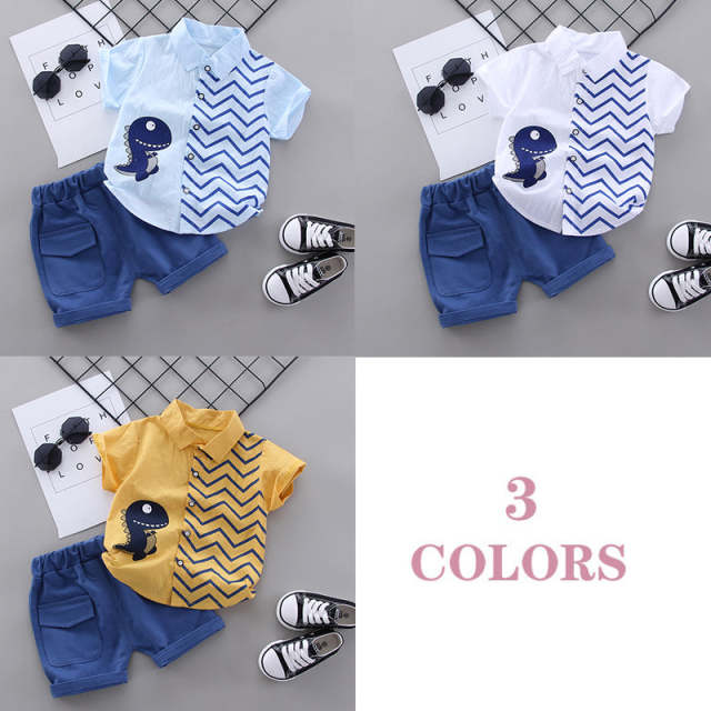 Summer Toddler Baby Boy Clothes Cute Dinosaur 2Pcs Cotton Outfits