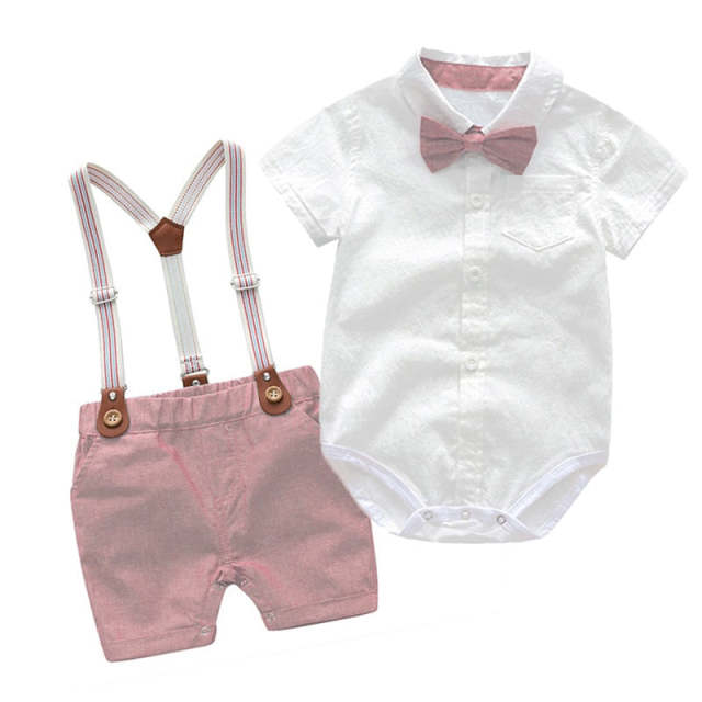 Baby Boy Clothes Summer Gentleman Suits Cotton Romper Infant Clothes