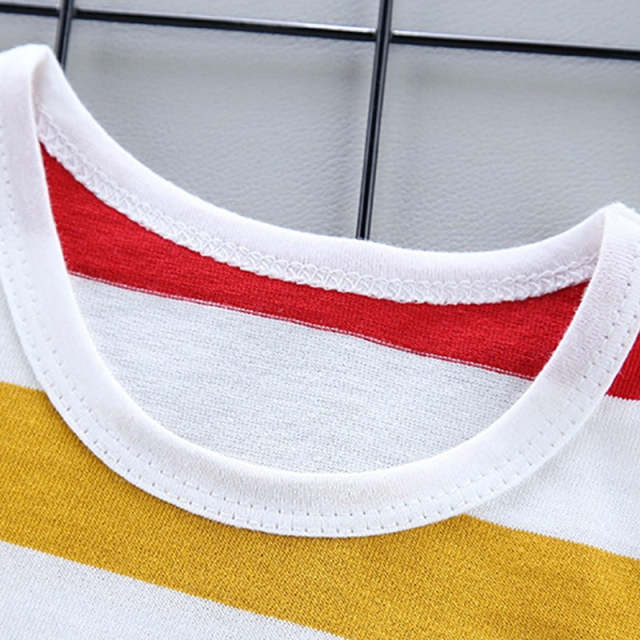 2pcs Summer Baby Boys Clothes Set Stripe Printed T-shirt+Bib Pants Kids Clothing Sets