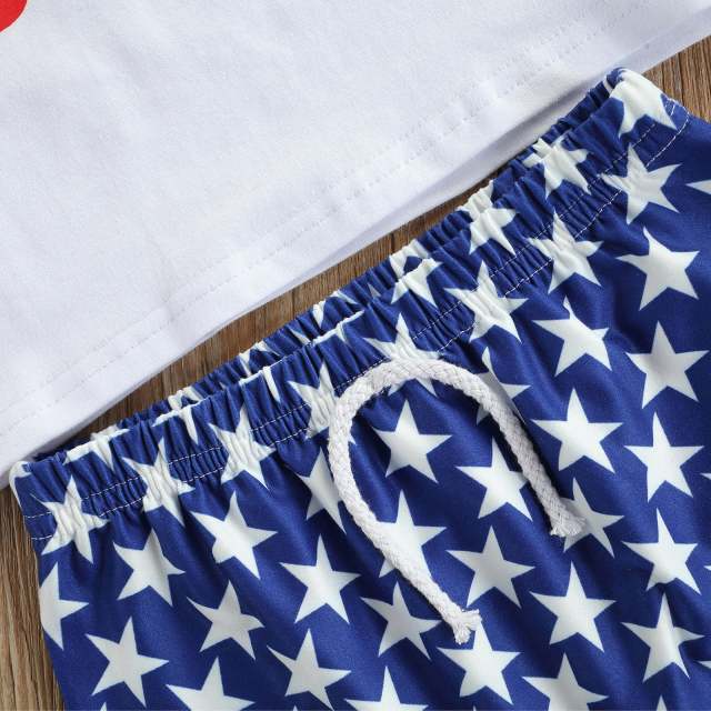 Summer Kids Boys Casual Star Printed Short Sleeve 2pcs Clothes Set
