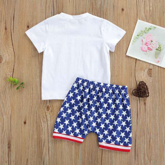 Summer Kids Boys Casual Star Printed Short Sleeve 2pcs Clothes Set