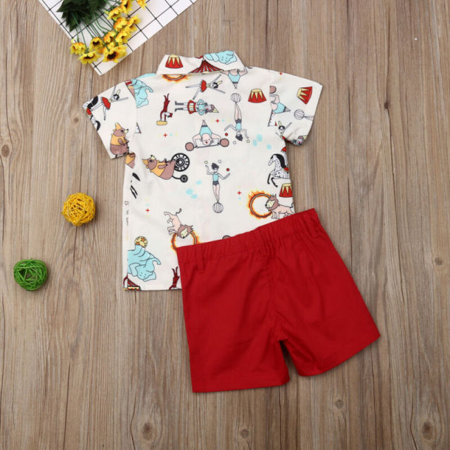2Pcs Kids Boy Gentleman Clothes Set Baby Boy Printed Casual Outfits