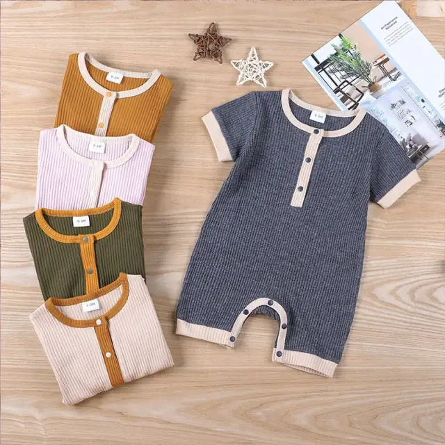 Solid Color Baby romper Summer Baby Boy Cotton Short Sleeve Clothes