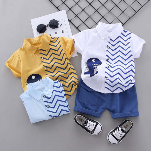 Summer Toddler Baby Boy Clothes Cute Dinosaur 2Pcs Cotton Outfits