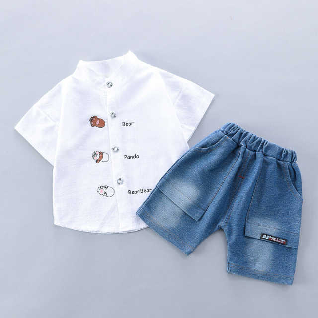 0-4Y Baby Kids Boys Summer Shirt Shorts 2Pcs Sets Toddler Cotton Clothes