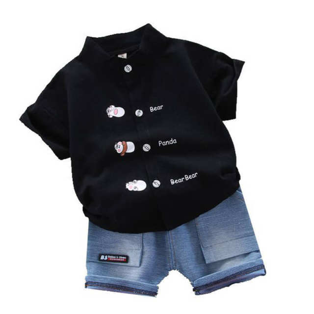 0-4Y Baby Kids Boys Summer Shirt Shorts 2Pcs Sets Toddler Cotton Clothes