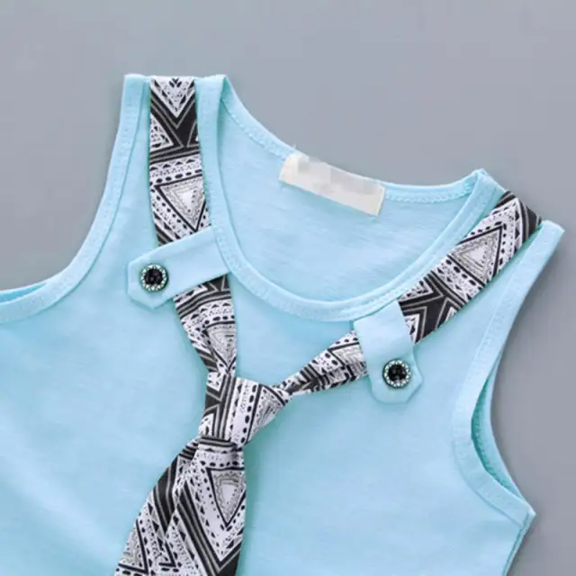 Infant Baby Boys Clothes Set Summer Cotton Vest with Tie and Shorts