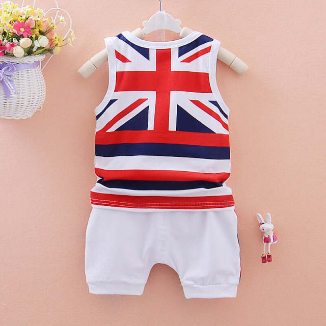 Baby Boy Cotton Clothing Infant Boys Flag Print Vest Shorts 2Pcs/Sets