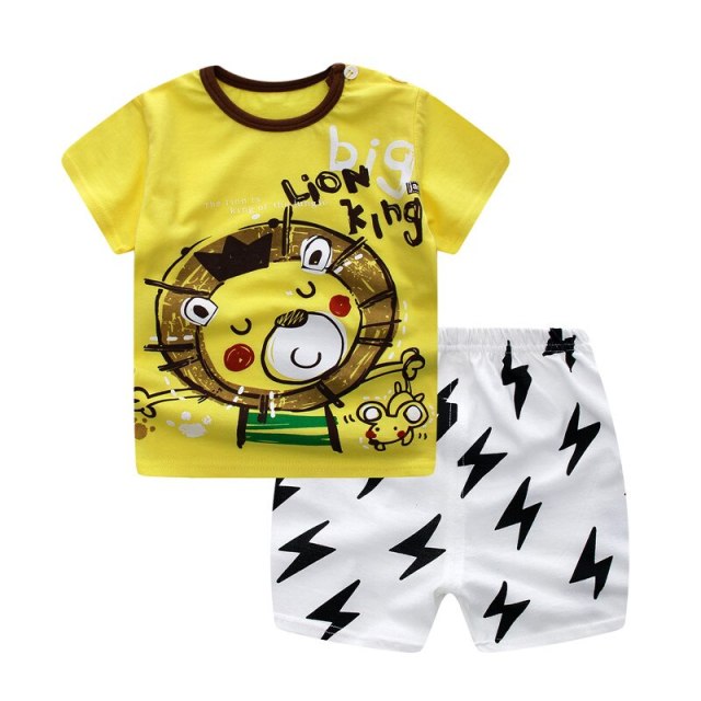 Newborn Baby Boy Summer Clothes Set Short Sleeve Cotton Clothing Suit