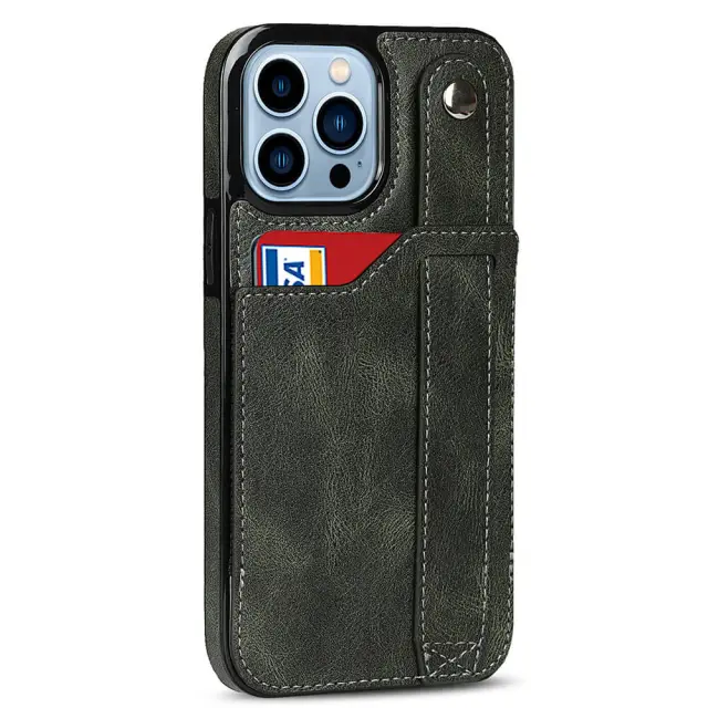 PU Leather Wristband Cover for iPhone 13 With Card Holder Shockproof Durable Fashion iPhone Protective Case