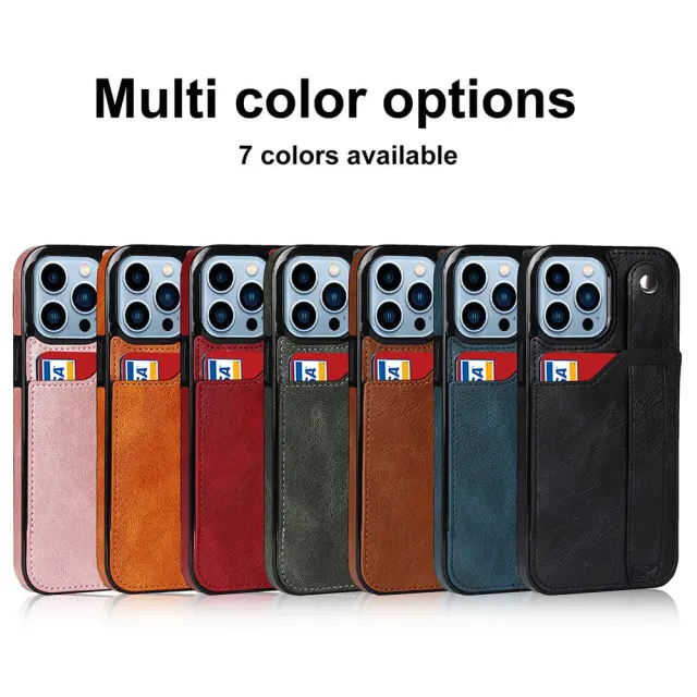 PU Leather Wristband Cover for iPhone 13 With Card Holder Shockproof Durable Fashion iPhone Protective Case