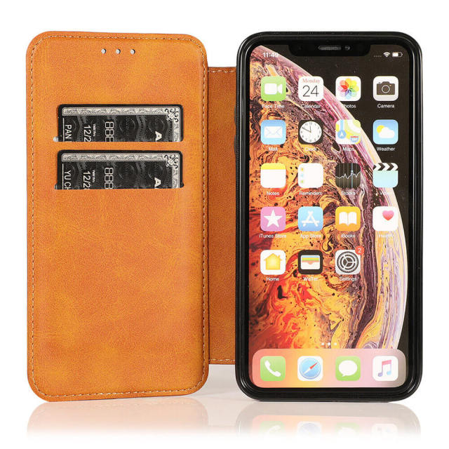 Wallet Case for iPhone 12 - Blocking Card Slot Stand PU Leather Magnetic Apple Flip Cover