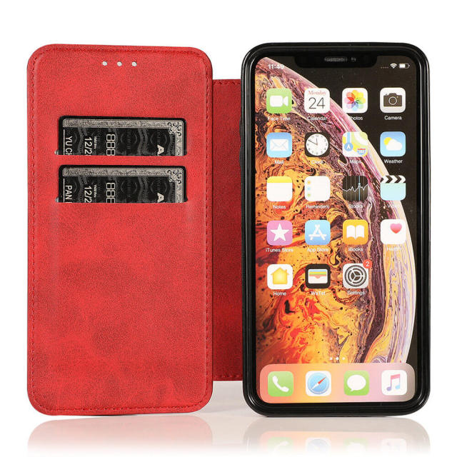 Wallet Case for iPhone 12 - Blocking Card Slot Stand PU Leather Magnetic Apple Flip Cover