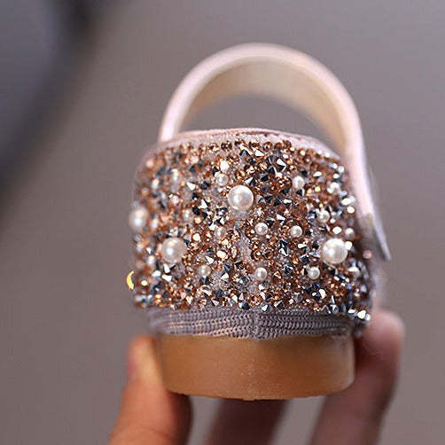 Children Shoes Rhinestone Leather Bow Princess Girls Party Dance Shoes