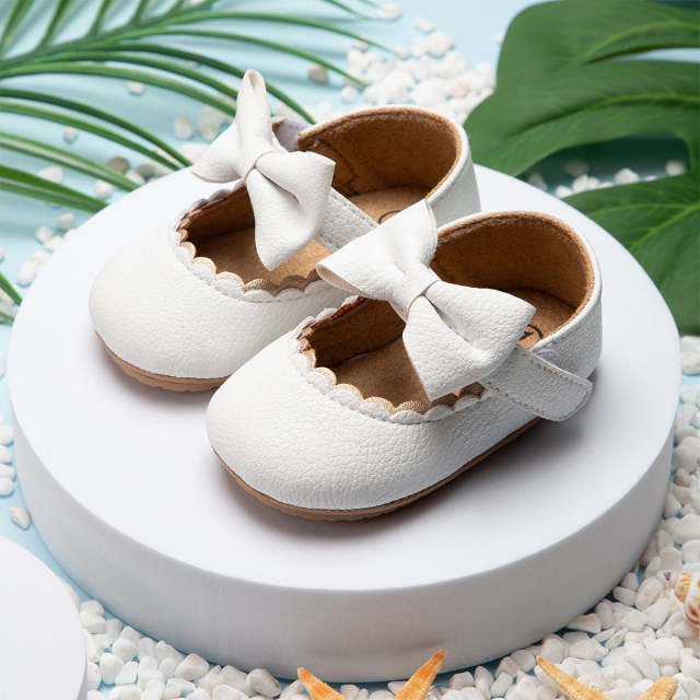 Infant Toddler Shoes Bowknot Non-slip First Walkers Pu Leather Baby Casual Mary Janes