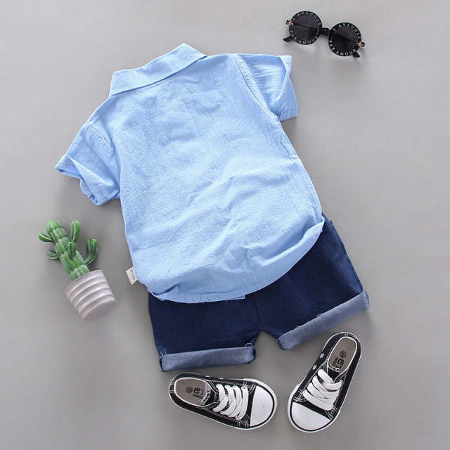 Baby Boy Summer Clothing Cotton Short Sleeve Shorts 2Pcs Excavator Print
